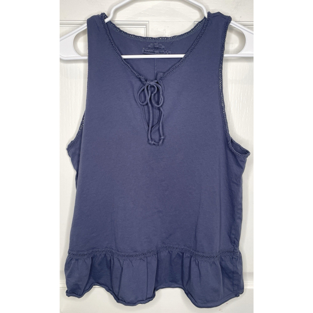 Abercrombie & Fitch Women's Crochet Peplum Tank Top Sz S Cotton Boho Peasant